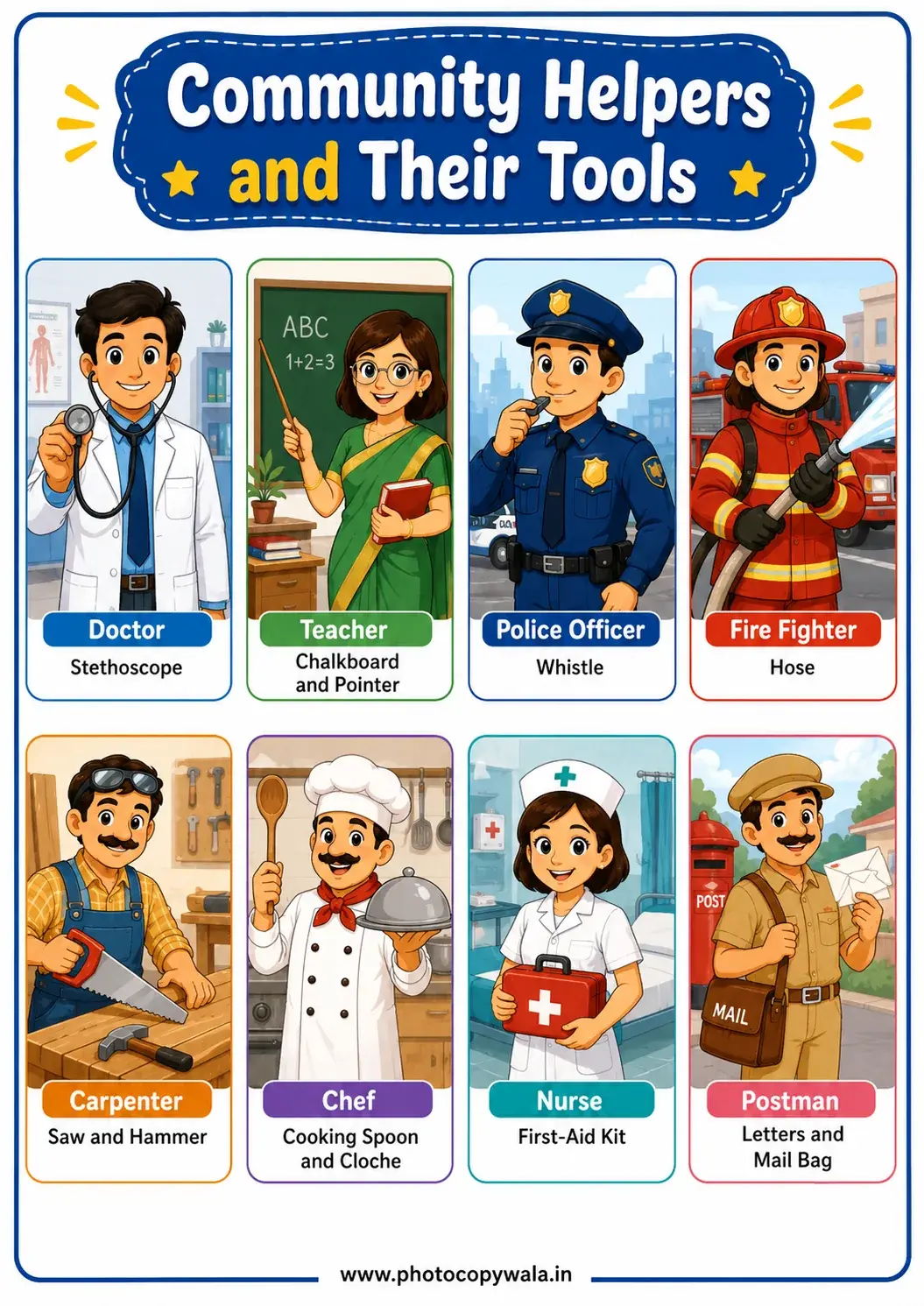 Community Helpers and Their Tools Chart PDF preview