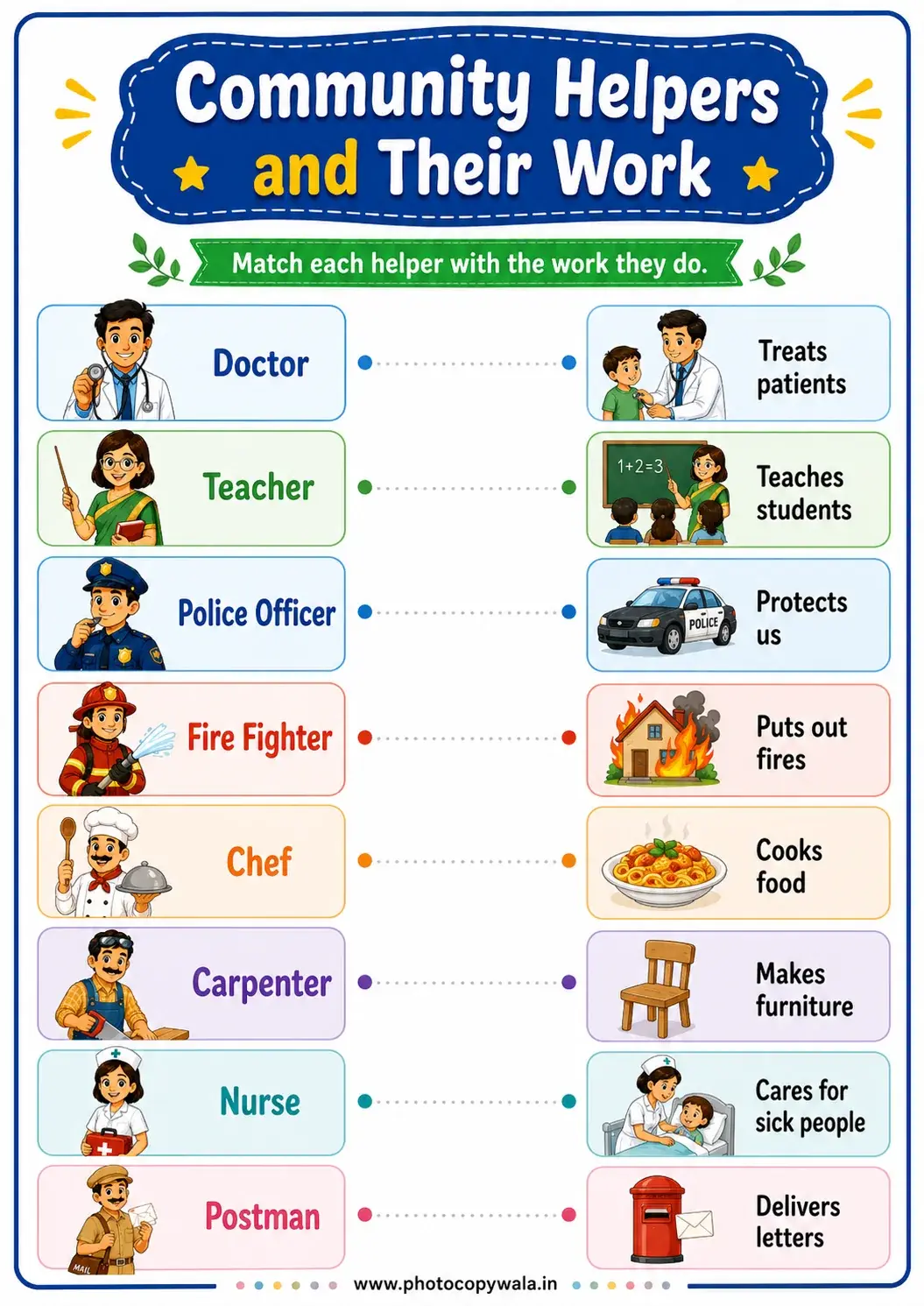Community Helpers Matching Worksheet PDF preview