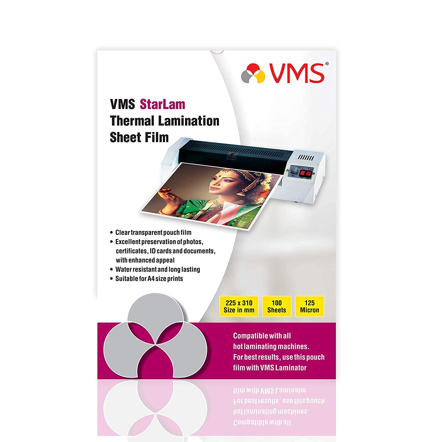 VMS Starlam Thermal A4 Lamination Pouch Sheets (125 Micron)