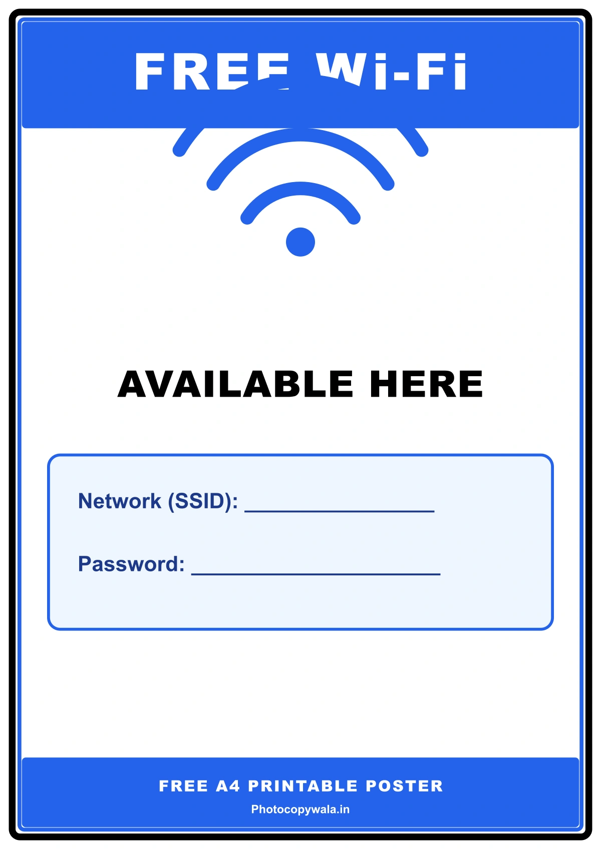 Free WiFi Available Here - A4 Printable PDF Notice preview